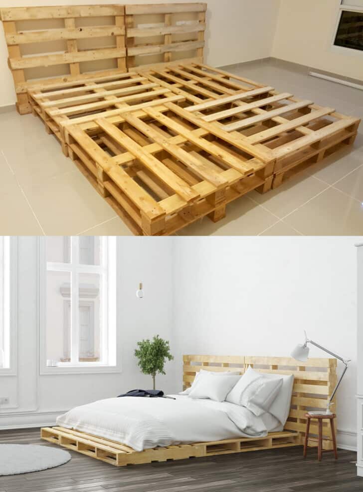 İki palet ahşap yatak tasarımı